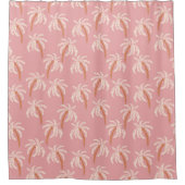 Rosa Palmenbaum Boho Tropische Küste Duschvorhang (Vorderseite)