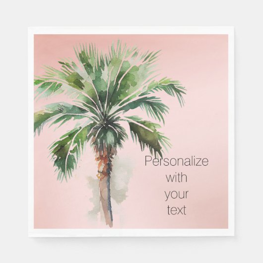 Rosa Palmenbaum Personalisiert Serviette (Vorderseite)