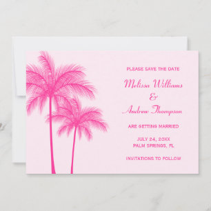 Rosa Palmenbaum Save-the-Date-Ankündigung Save The Date