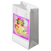 Rosa Palmengeschenk Kleine Geschenktüte (Vorderseite Schrägansicht)