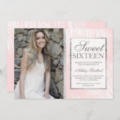 Rosa Palmenmuster Foto Sweet 16 Einladung (Vorne/Hinten)