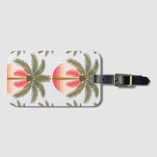 Rosa Palmenmuster mit Sonnenverlauf Gepäckanhänger (Vorderseite (Horizontal))
