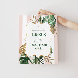 Rosa Palmenstrand wie viele Küsse Brautparty Spiel Poster