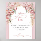 Rosa Pampas-Boho-Bar Poster (Vorne)