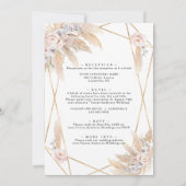Rosa Pampas-Gras-Gold auf einer Hochzeit Einladung (Rückseite)