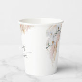 Rosa Pampas Gras Weiße Orchideen tropische Exotik Pappbecher (Links)