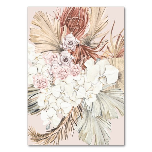 Rosa Pampas Tropischer Dschungel Tischnummer (Rückseite)