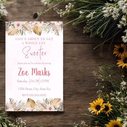 Rosa Pampasdusche Einladung