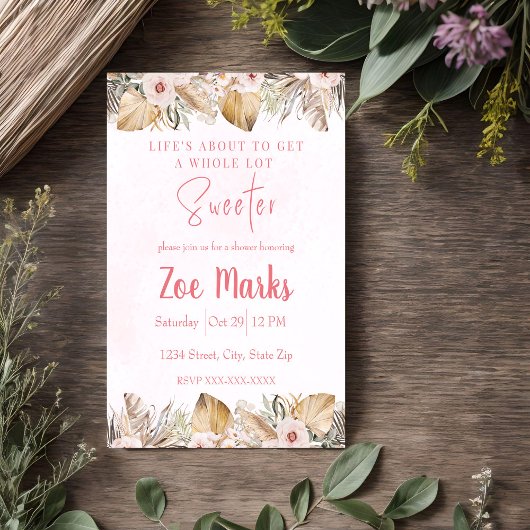 Rosa Pampasdusche Einladung