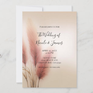 Rosa Pampasgras Boho Hochzeit Einladung