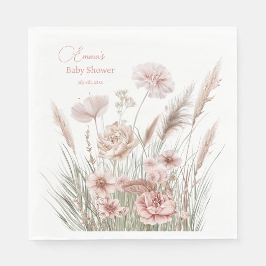 Rosa Pampasgras-Partidekoration zum Erröten Serviette (Vorderseite)