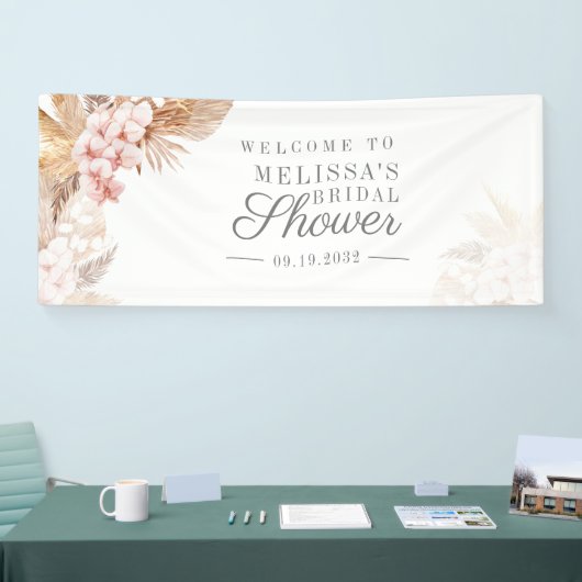 Rosa Pampelmuse Gras Brautparty Banner (Messe)