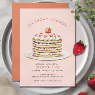 Rosa Pancakes | Niedlich Girly Birthday Brunch Einladung