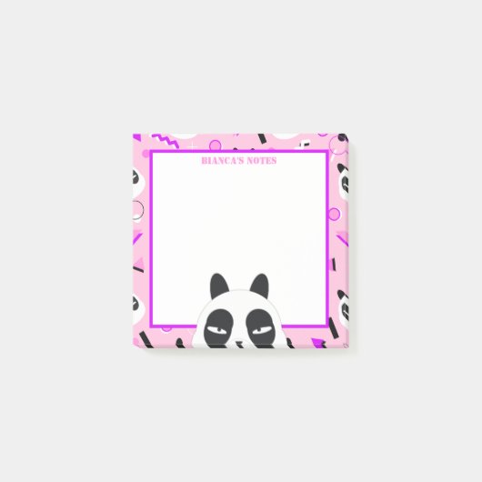 Rosa Panda-Bär Peekaboo Post-it Klebezettel (Vorderseite)