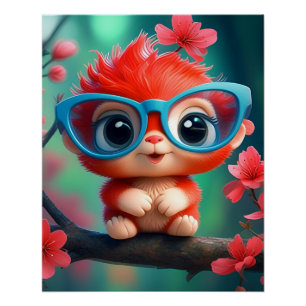 Rosa Panda Cartoon auf der Zweigstelle Poster