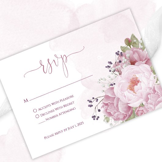 Rosa Päonien-RSVP-Karten