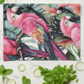 Rosa Papageien Geschirrtuch (Gefaltet)