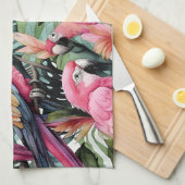 Rosa Papageien Geschirrtuch (Viertel Falte)