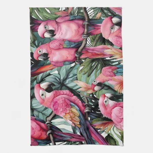 Rosa Papageien Geschirrtuch (Vertikal)