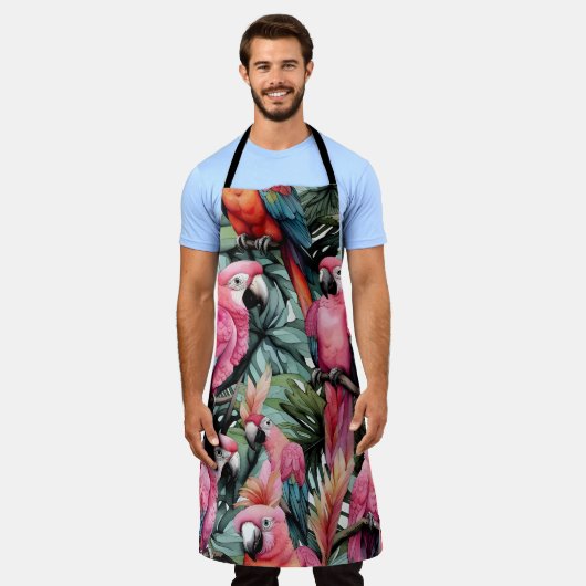 Rosa Papageien Schürze (Getragen)