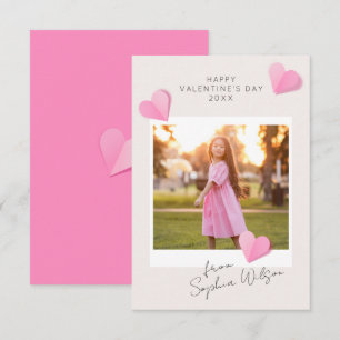 Rosa Papierherzen Foto Liebe Frohen Valentinstag Mitteilungskarte