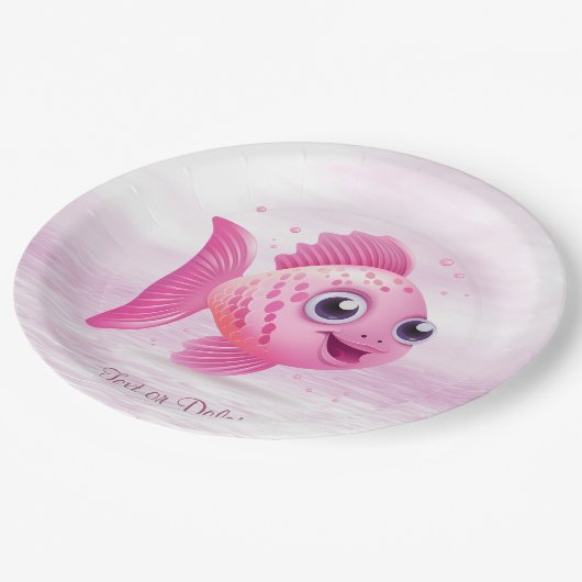 Rosa Papierplatte Pappteller (Schrägansicht)