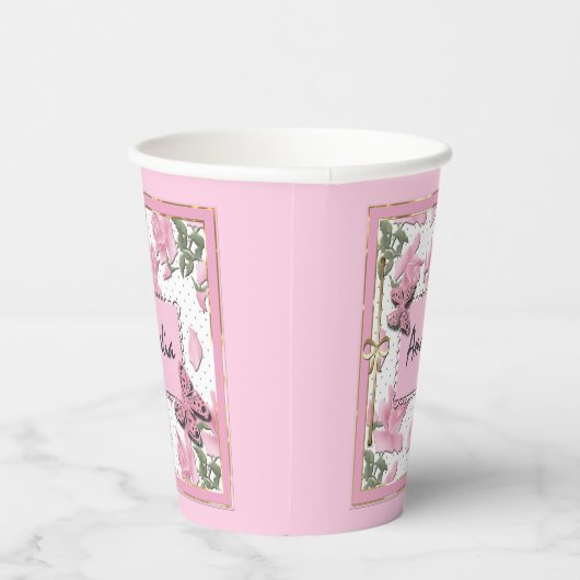 Rosa Papiertasse Pappbecher (Rechts)