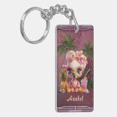 Rosa Paradies, ein Flamingo Schlüsselanhänger (Vorderseite links)