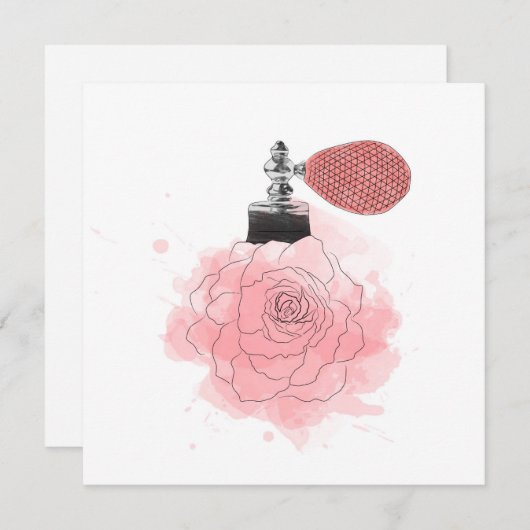 Rosa Parfüm Feiertagskarte (Vorne/Hinten)