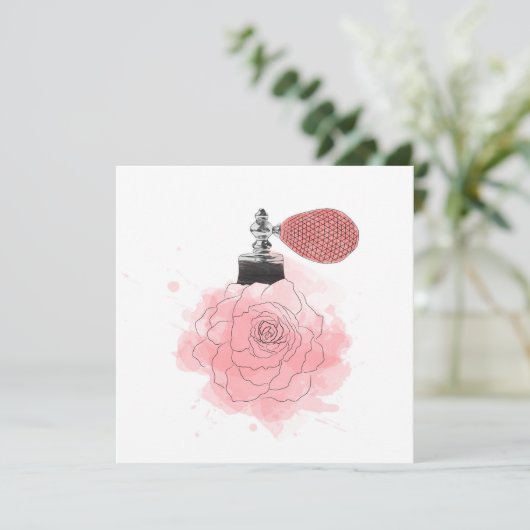 Rosa Parfüm Feiertagskarte (Stehend Vorderseite)