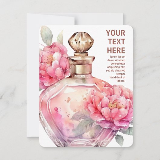 Rosa Parfüm Flasche Flasche Mitteilungskarte (Vorderseite)
