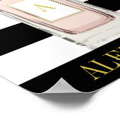 Rosa Parfüm Flasche Schwarzer Streifen Chic Monogr Poster (Ecke)