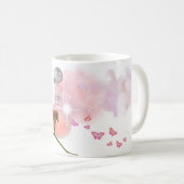 Rosa Parfümflasche & Blumen Kaffeetasse Ästhetik (VorderseiteRechts)
