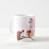 Rosa Parfümflasche & Blumen Kaffeetasse Ästhetik (Vorderseite Links)