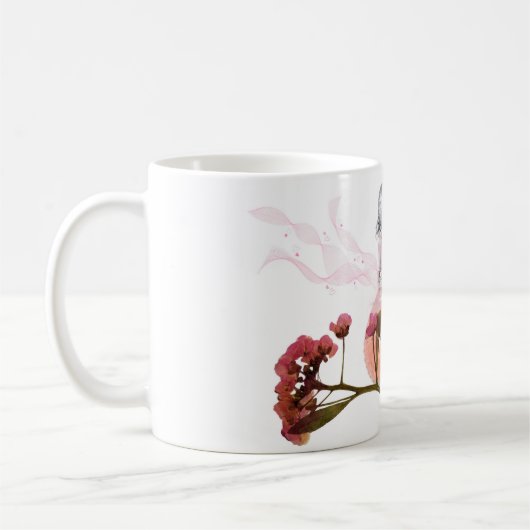 Rosa Parfümflasche & Blumen Kaffeetasse Ästhetik (Links)