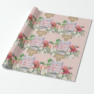 Rosa Parfümflasche Florale Hochzeitsdusche Geschenkpapier