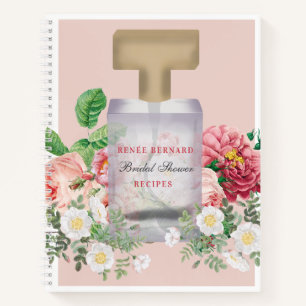 Rosa Parfümflasche Florale Hochzeitsdusche-Rezept Notizblock