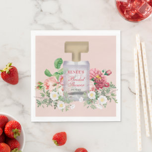 Rosa Parfümflasche Florale Hochzeitsdusche Serviette