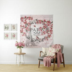 Rosa Paris Blüten Wandteppich