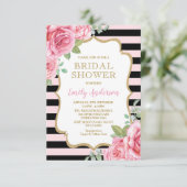 Rosa Paris Brautparty Wasserfarben Rose Hochzeit Einladung (Stehend Vorderseite)