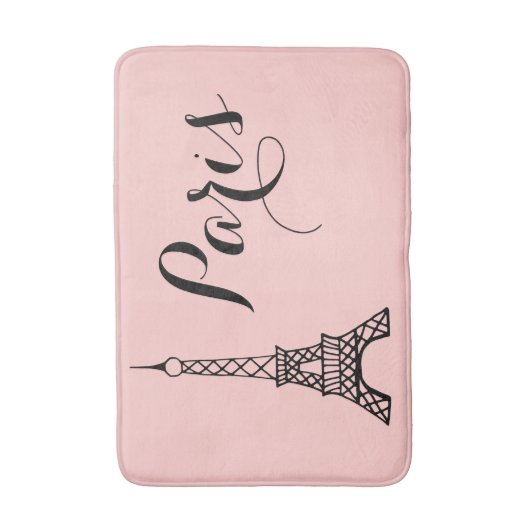 Rosa Paris Eiffelturm Bad Mat Bad Rug Badematte (Vorderseite Vertikal)