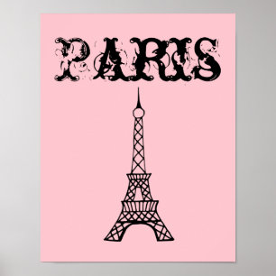 Rosa Paris Eiffelturm Mauer Städtische Badeanstalt Poster