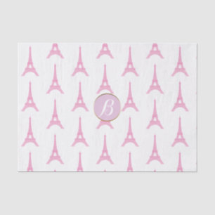 Rosa Paris Eiffelturm Monogramm Moderne Party Seidenpapier