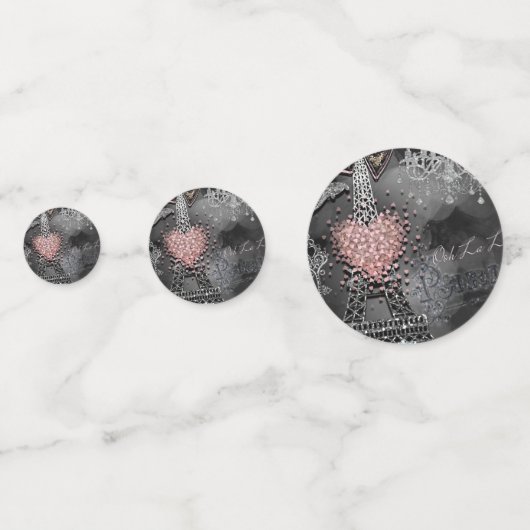 Rosa Paris Eiffelturm Silberner Glitzer Bling Part Konfetti (Vorderseiten)