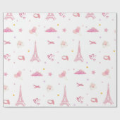 Rosa Paris Geburtstag Geschenkpapier Eiffel (Flach)