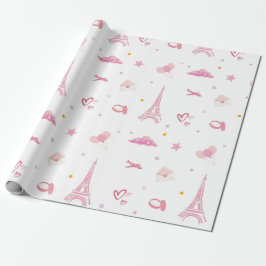 Rosa Paris Geburtstag Geschenkpapier Eiffel