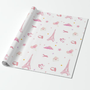 Rosa Paris Geburtstag Geschenkpapier Eiffel