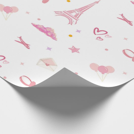 Rosa Paris Geburtstag Geschenkpapier Eiffel (Ecke)