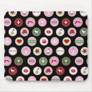 Rosa Paris Liebe Mädchen Muster Mousepad
