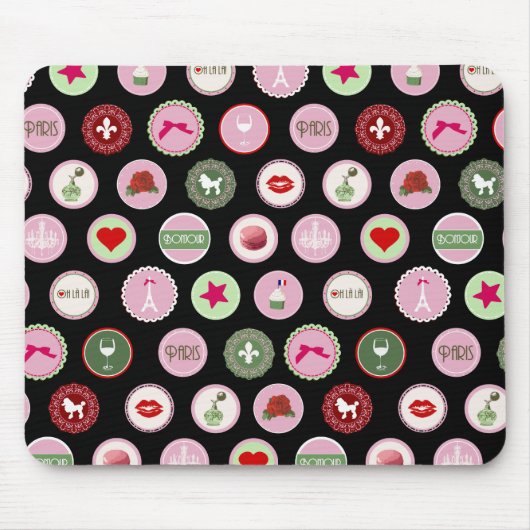 Rosa Paris Liebe Mädchen Muster Mousepad (Vorne)